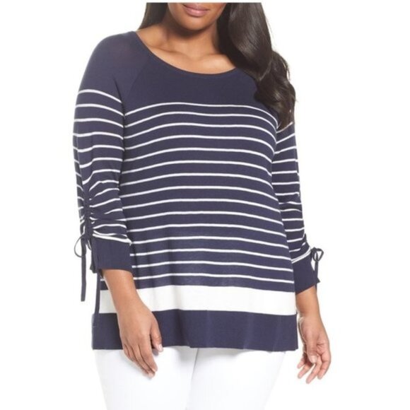 Sejour Drawstring Sleeve Sweater (Plus Size) - Picture 1 of 5